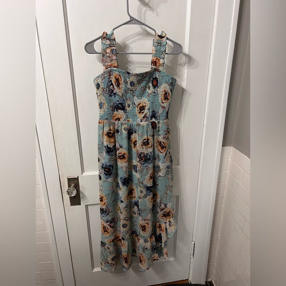 Maurices Floral Midi Dress in Blue and Brown